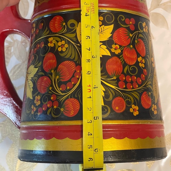 VTG Khokhloma BEER mug traditional Russian handicraft Carved Wood Soviet USSR - Picture 4 of 6